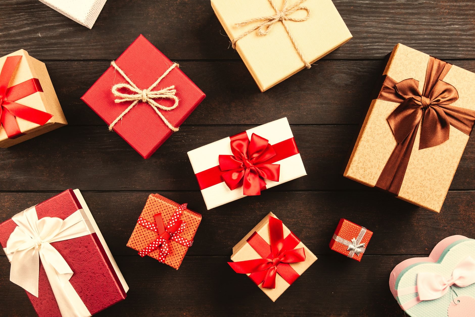 Wrapped gifts with bows on a table, perfect for Jewish celebrations