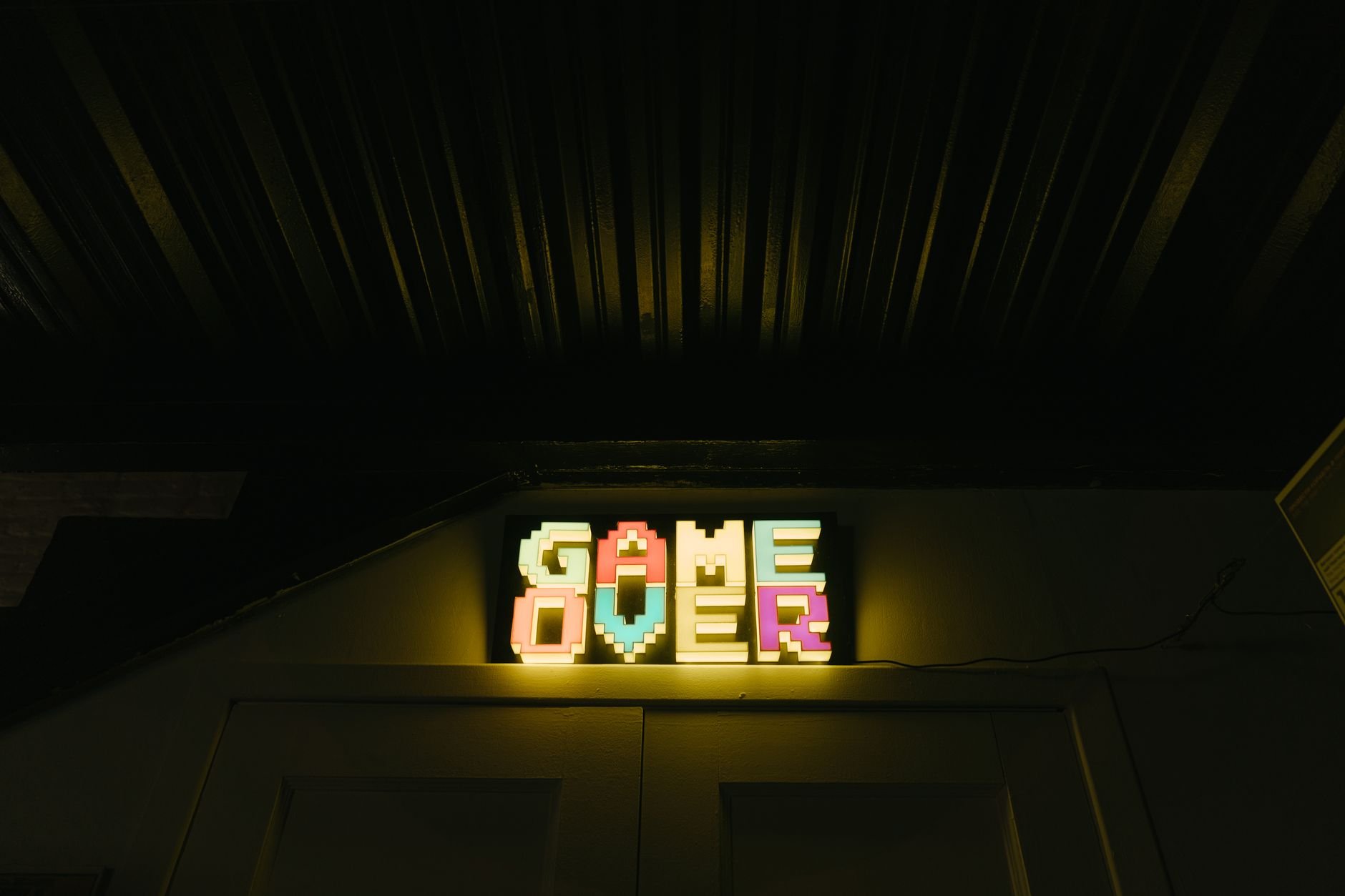 Warm glowing light display in a dark setting